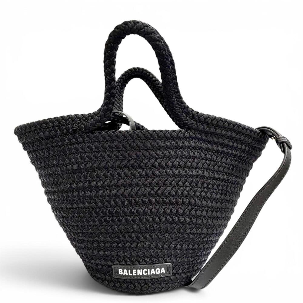 BALENCIAGA 695612 Ibiza Small Strap Logo 2-Way Basket Bag Summer Handbag Shou...